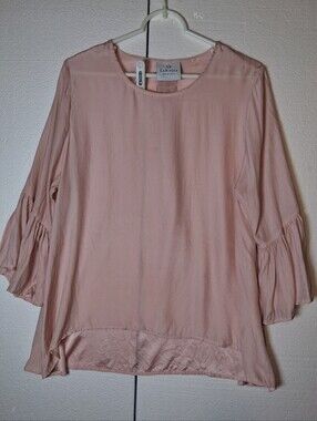 LaRoque Original Top Ruffle 100% Silk Sleeve Blouse High-Low Tunic